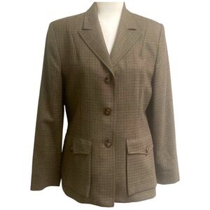 Ralph Lauren 100% worsted wool fully lined brown check blazer